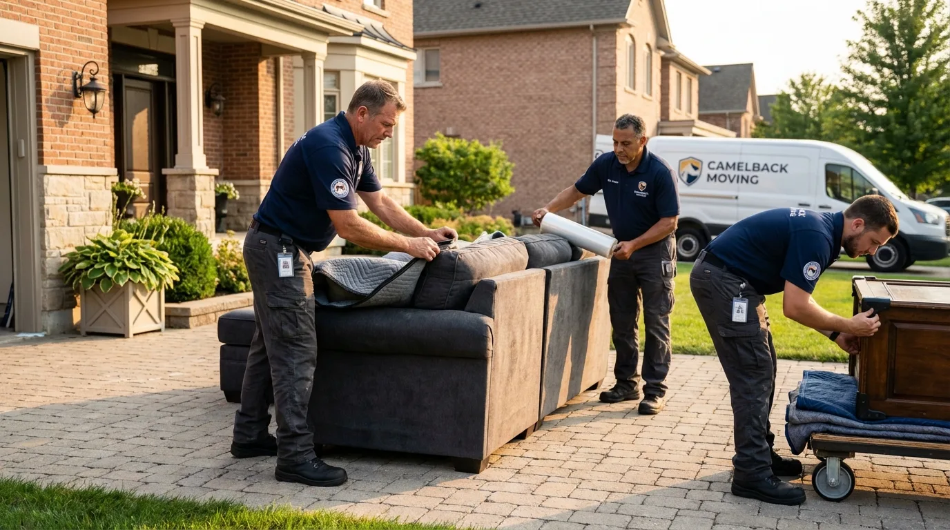 Large estate moving crew wrapping furniture in Fox Lake, IL
