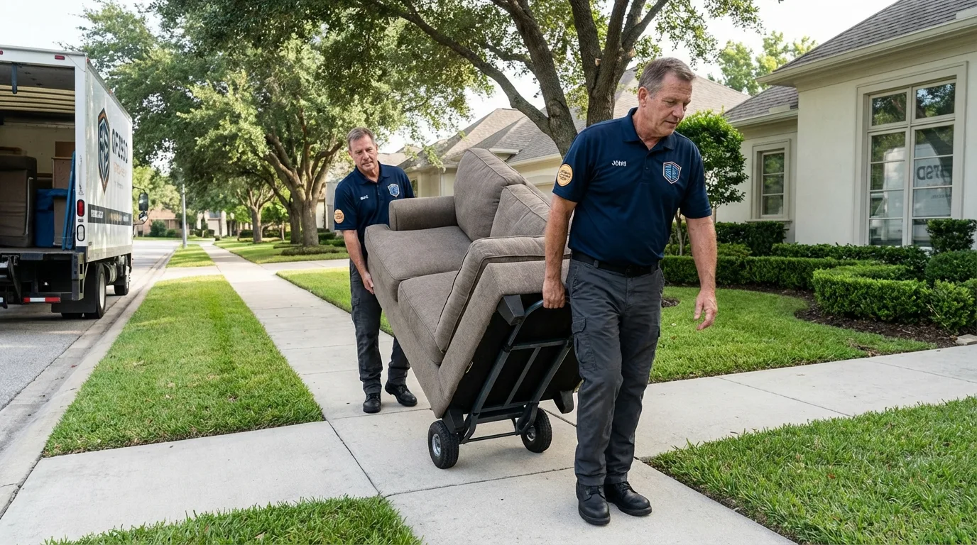 Local residential moving crew loading furniture in Fox Lake, IL